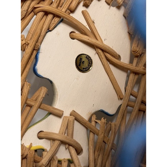 Rustic Farmhouse Market Beachy Basket Oval Tropical Fish Woven Wicker Handle - Picture 16 of 16